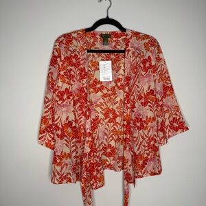 Fei by Anthropologie vintage silk wrap kimono-style top